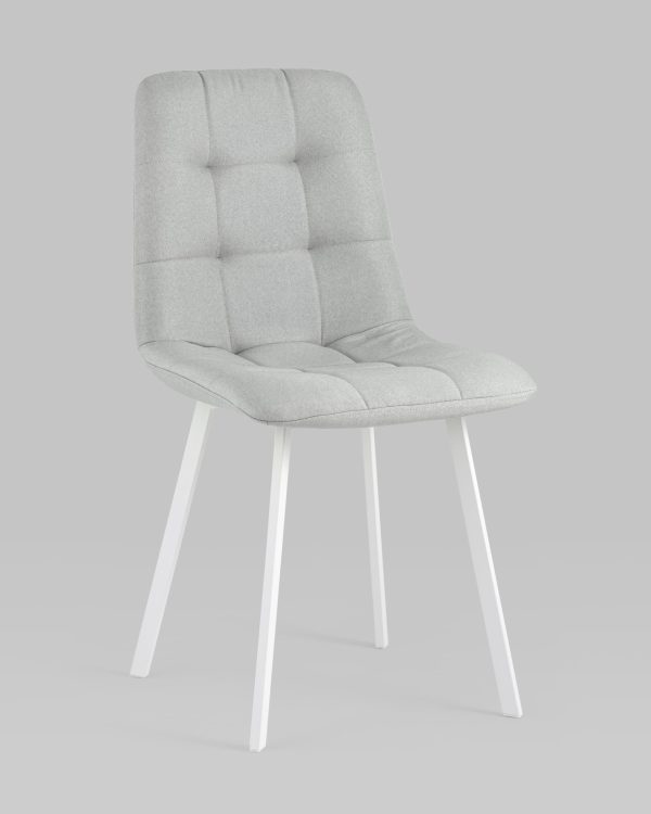 Стул Chilly рогожка светло-серый ножки белые — изображение 2