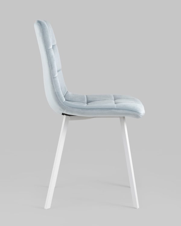 Стул Chilly велюр серо-голубой ножки белые 2 шт. — изображение 3