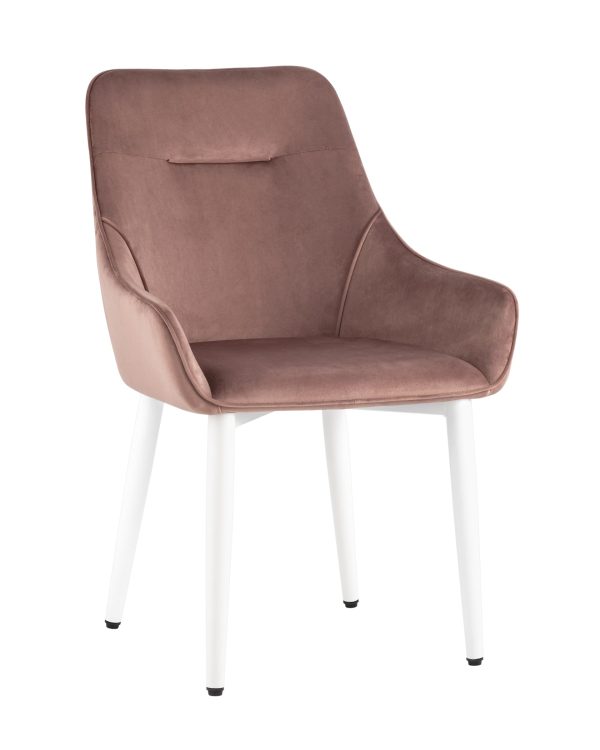 Стул Диана велюр пыльно-розовый ножки белые