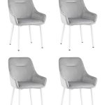 Стул Диана велюр серебристый ножки белые 4 шт