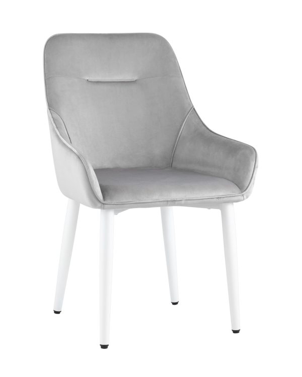 Стул Диана велюр серый ножки белые