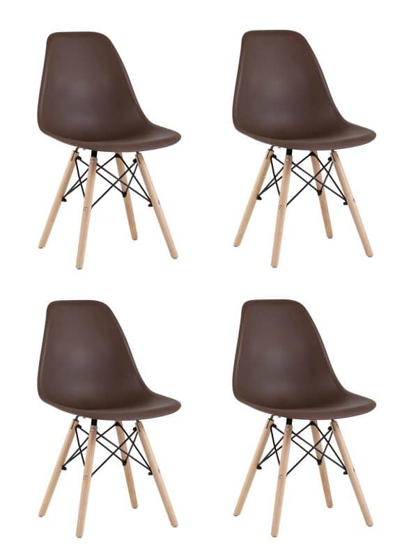 Стул Eames Style DSW коричневый x4 (разборный каркас)