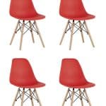 Стул Eames Style DSW красный x4 (разборный каркас)