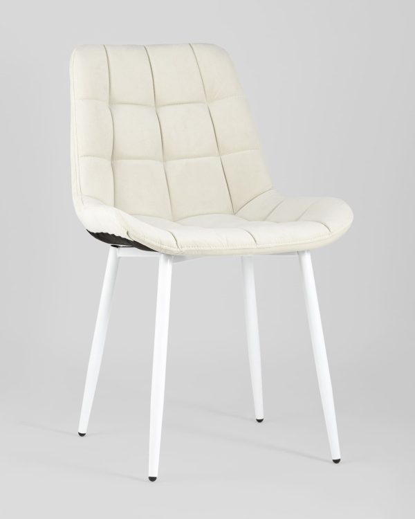 Стул Флекс велюр светло-бежевый белые ножки 4 шт. — изображение 2