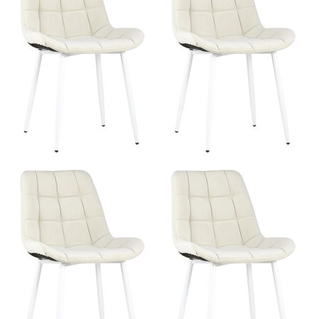 Стул Флекс велюр светло-бежевый белые ножки 4 шт.