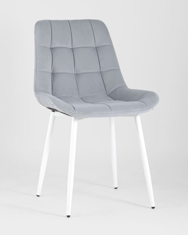 Стул Флекс велюр светло-серый белые ножки — изображение 2