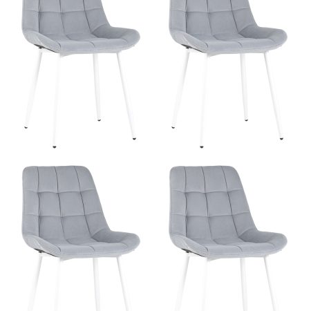 Стул Флекс велюр светло-серый белые ножки 4 шт.