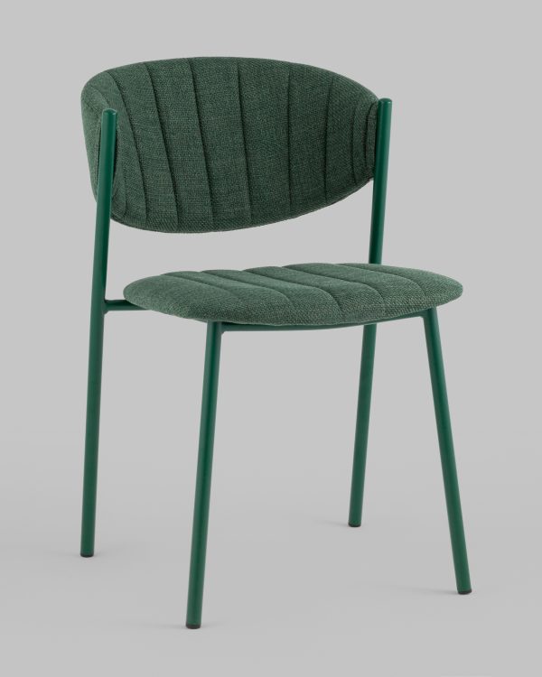 Стул Харпер ткань рогожка зеленый каркас зеленый полуглянцевый муар — изображение 2