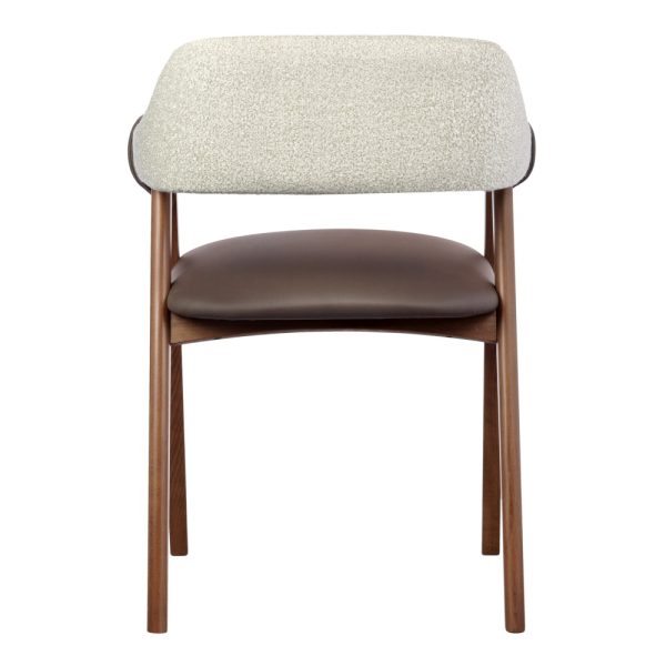 Стул KELLI бежевый букле, экокожа коричневая, орех — изображение 4