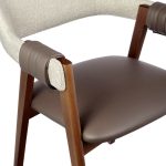 Стул KELLI бежевый букле, экокожа коричневая, орех — изображение 5