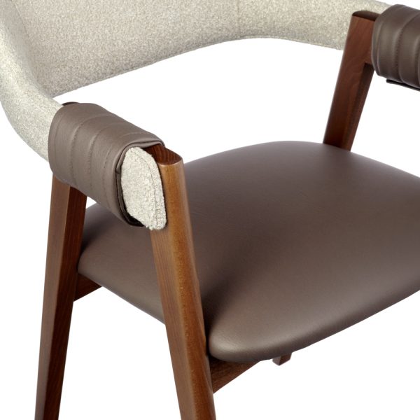 Стул KELLI бежевый букле, экокожа коричневая, орех — изображение 5
