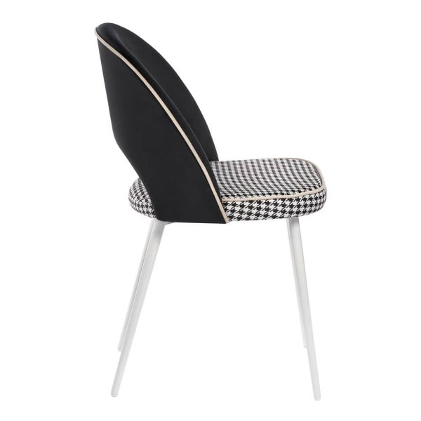 Стул Leo чёрный с жаккардом, с белыми ножками — изображение 3