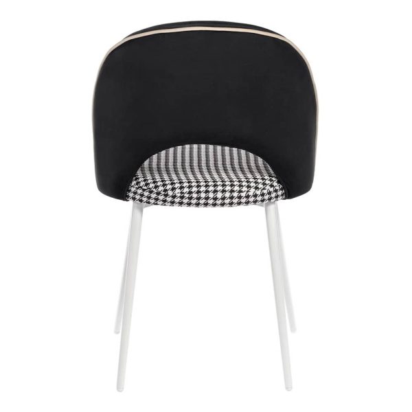 Стул Leo чёрный с жаккардом, с белыми ножками — изображение 4