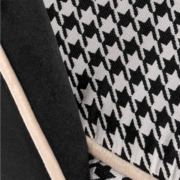 Стул Leo чёрный с жаккардом, с белыми ножками — изображение 5