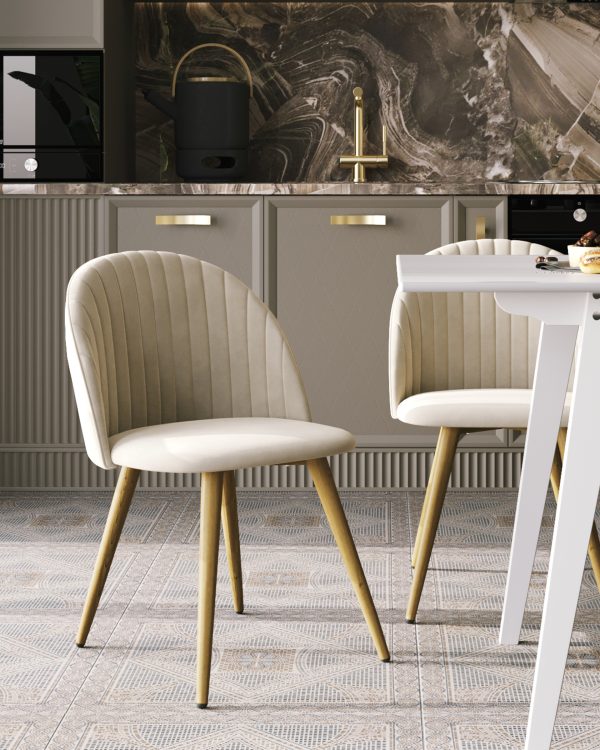 Стул Лион Страйпс велюр кремовый — изображение 3