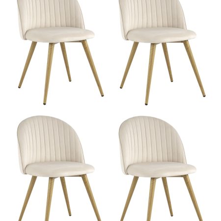 Стул Лион Страйпс велюр кремовый 4 шт