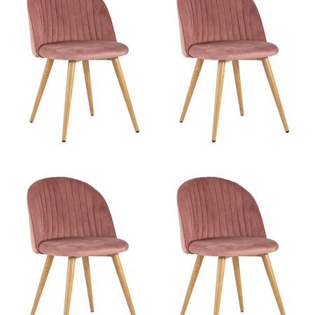 Стул Лион Страйпс велюр розовый 4 шт