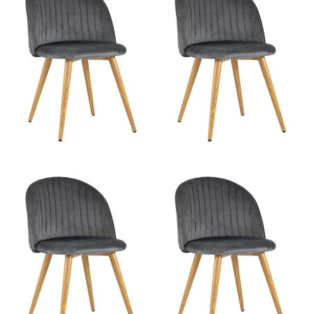 Стул Лион Страйпс велюр серый 4 шт