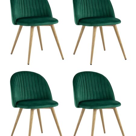 Стул Лион Страйпс велюр зеленый 4 шт
