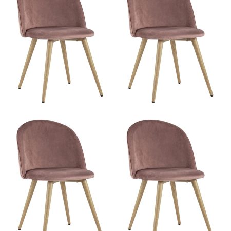 Стул Лион велюр с ромбами розовый 4 шт