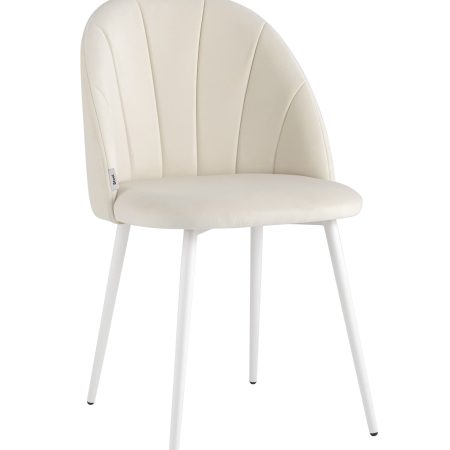 Стул Логан велюр молочный белые ножки