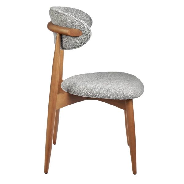 Стул Lucas светло-серый букле с ножками цвета орех — изображение 3