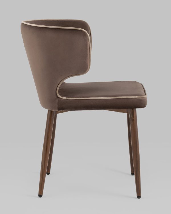 Стул Матео с кантом велюр коричневый ножки дерево — изображение 3