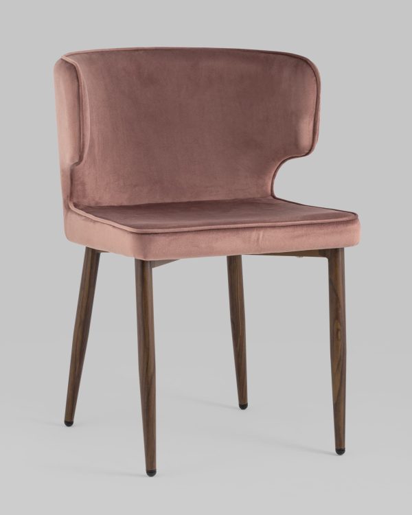Стул Матео велюр пыльно-розовый ножки дерево — изображение 2