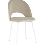 Стул Меган велюр бежевый белые ножки