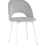 Стул Меган велюр светло-серый белые ножки