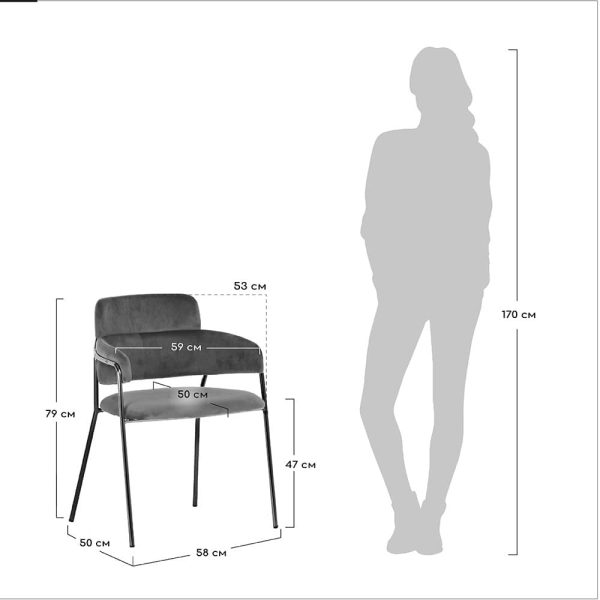 Стул Napoli синий с черными ножками — изображение 5