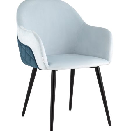 Стул Новел велюр светло-голубой с синей спинкой