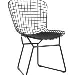 Стул обеденный Bertoia черный с черной подушкой