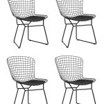 Стул обеденный Bertoia черный с черной подушкой 4 шт