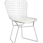 Стул обеденный Bertoia хромированный с белой подушкой
