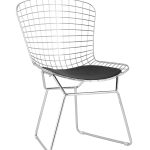 Стул обеденный Bertoia хромированный с черной подушкой