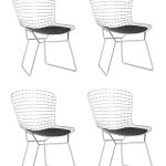 Стул обеденный Bertoia хромированный с черной подушкой 4 шт