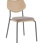 Стул обеденный Casey серо-коричневый с бежевой экокожей