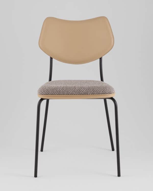 Стул обеденный Casey серо-коричневый с бежевой экокожей — изображение 3