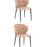 Стул обеденный Deia кремовая экокожа черные ножки 2 шт.