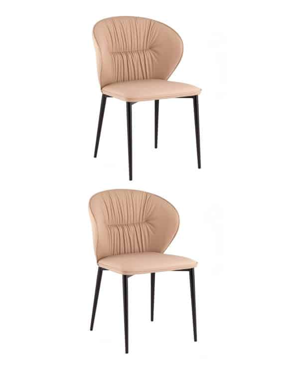 Стул обеденный Deia кремовая экокожа черные ножки 2 шт.