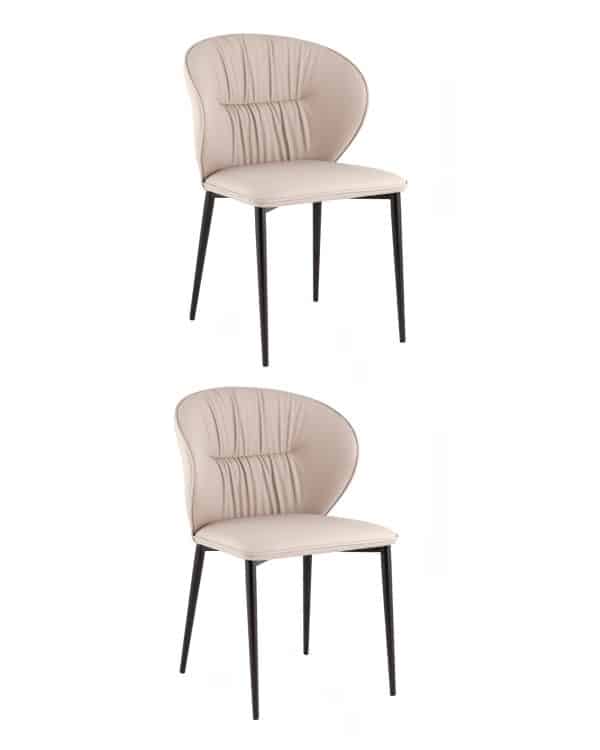 Стул обеденный Deia светло-серая экокожа черные ножки 2 шт.