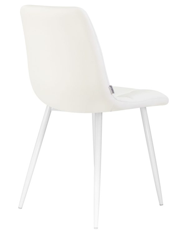 Стул обеденный DOBRIN ALEX, белые ножки, белая экокожа (P-02) — изображение 4