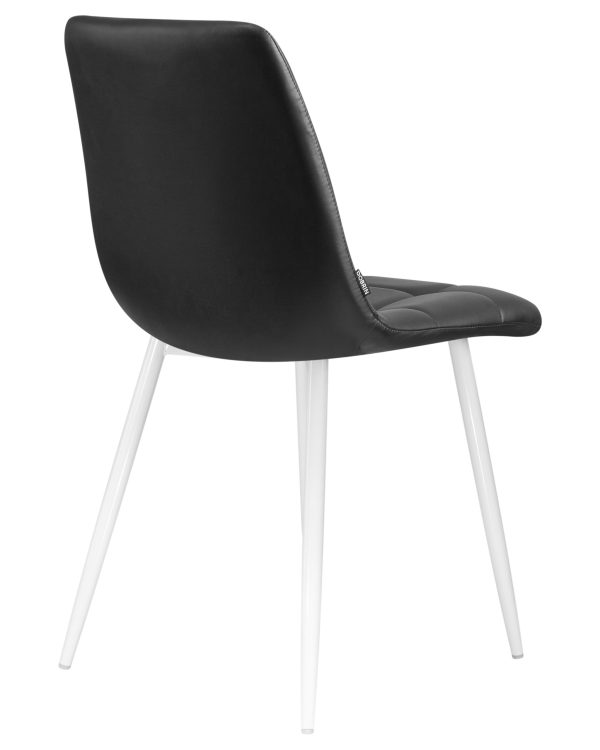 Стул обеденный DOBRIN ALEX, белые ножки, чёрная экокожа (P-01) — изображение 4