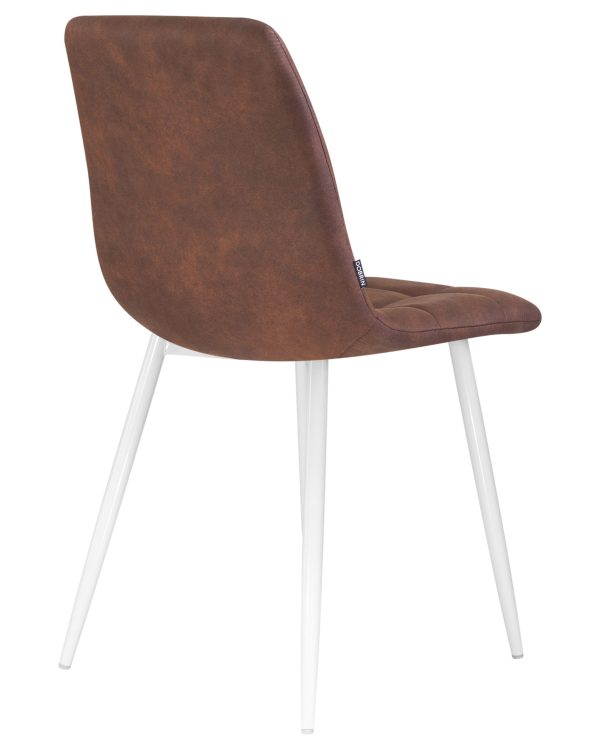 Стул обеденный DOBRIN ALEX, белые ножки, коричневая микрофибра (PK-03) — изображение 4