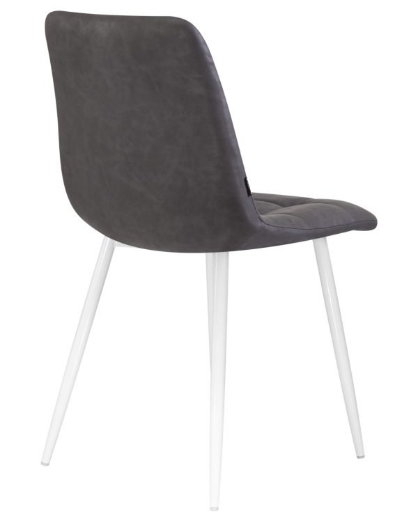 Стул обеденный DOBRIN ALEX, белые ножки, серая антрацитовая винтажная экокожа (RU-08) — изображение 4