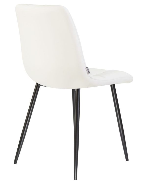 Стул обеденный DOBRIN ALEX, черные матовые ножки, белая экокожа (P-02) — изображение 4