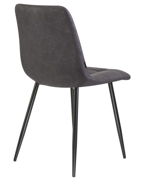 Стул обеденный DOBRIN ALEX, черные матовые ножки, серая антрацитовая винтажная экокожа (RU-08) — изображение 4