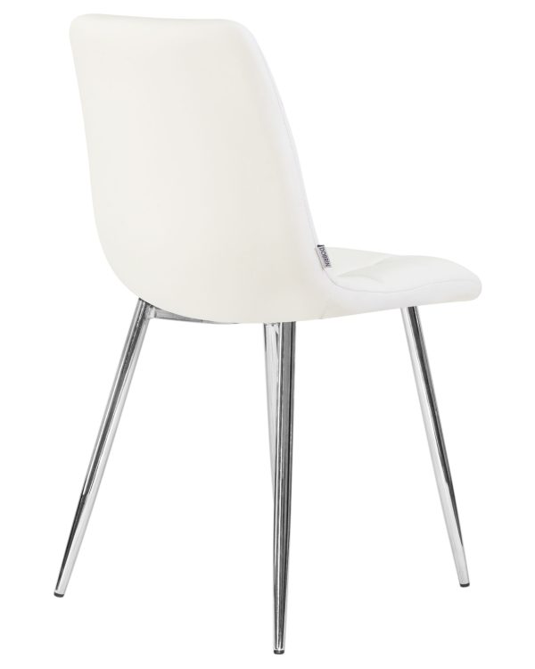 Стул обеденный DOBRIN ALEX, хром ножки, белая экокожа (P-02) — изображение 4