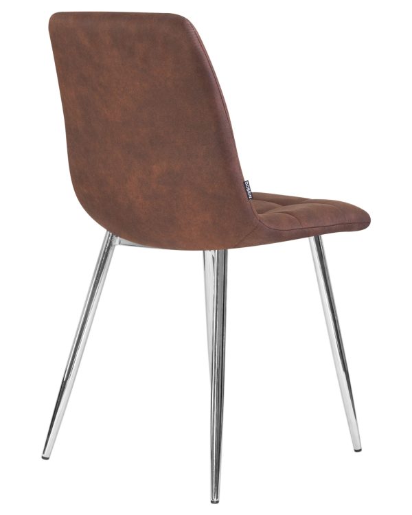 Стул обеденный DOBRIN ALEX, хром ножки, коричневая микрофибра (PK-03) — изображение 4
